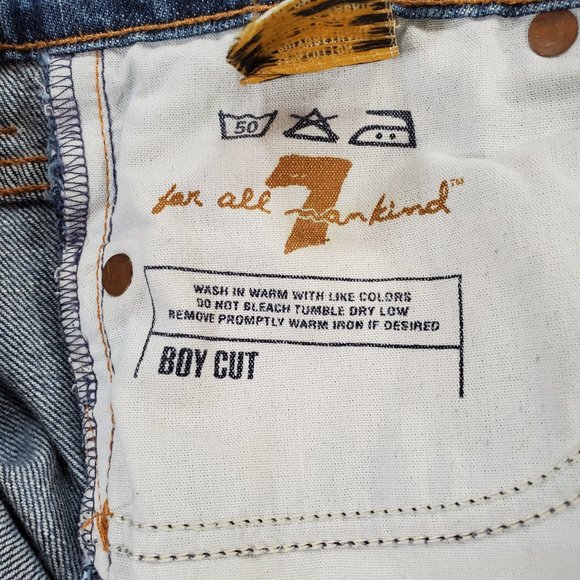 7 For All Mankind Jeans Boy Cut Womens Sz 29 Blue Denim Low Rise Bootcut USA VTG - Picture 2 of 16